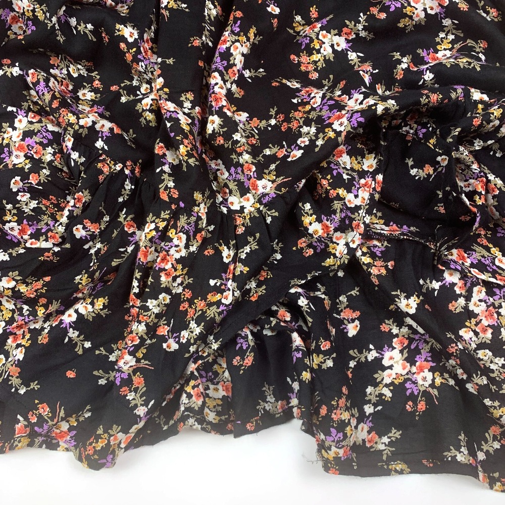 Sonmer‎ Lola Dress Sz XL Black Floral Ankle Length Ruffled Midi Asymetric V Neck - Picture 7 of 16